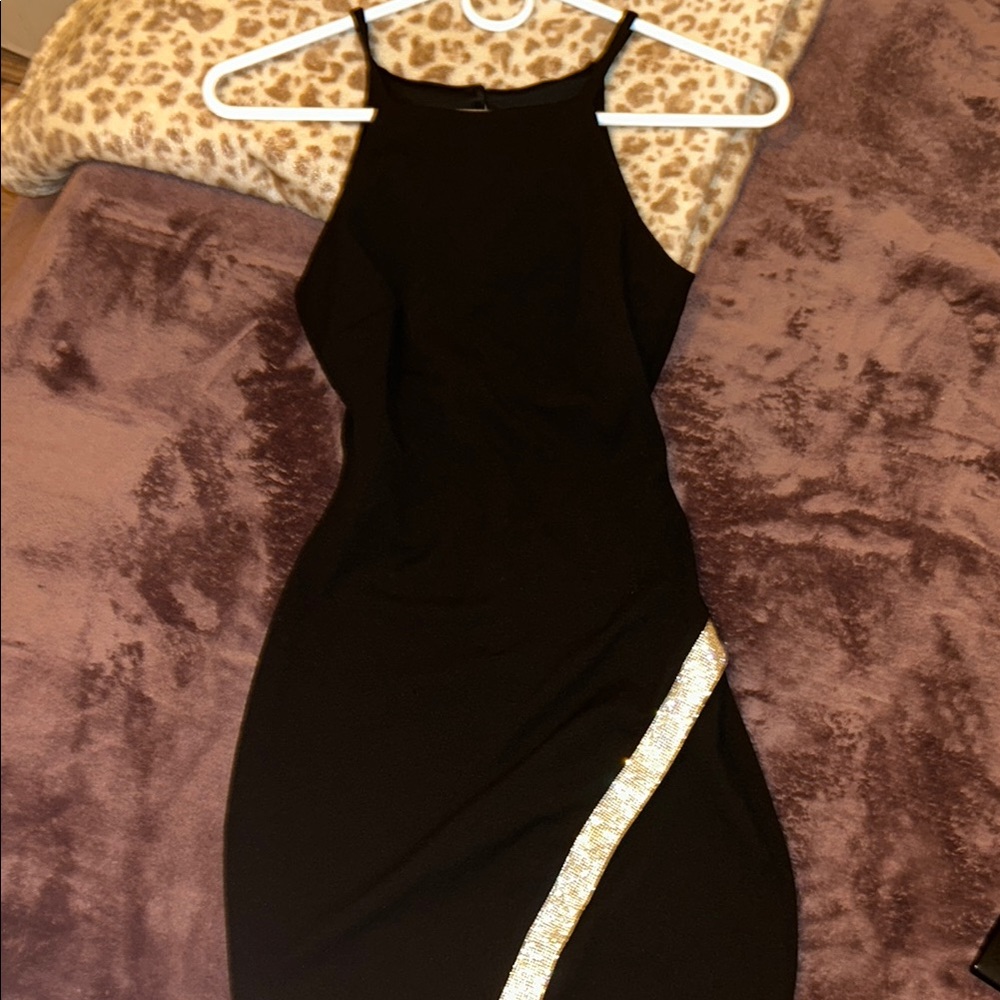 Elegant Black Dress with Gold Accent